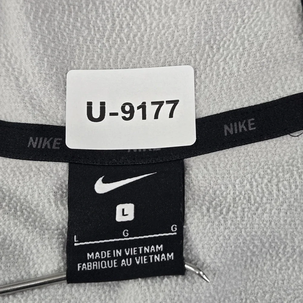 Nike Men Hoodie L Gray Fleece Therma Veneer Activewear Logo Zipper READ